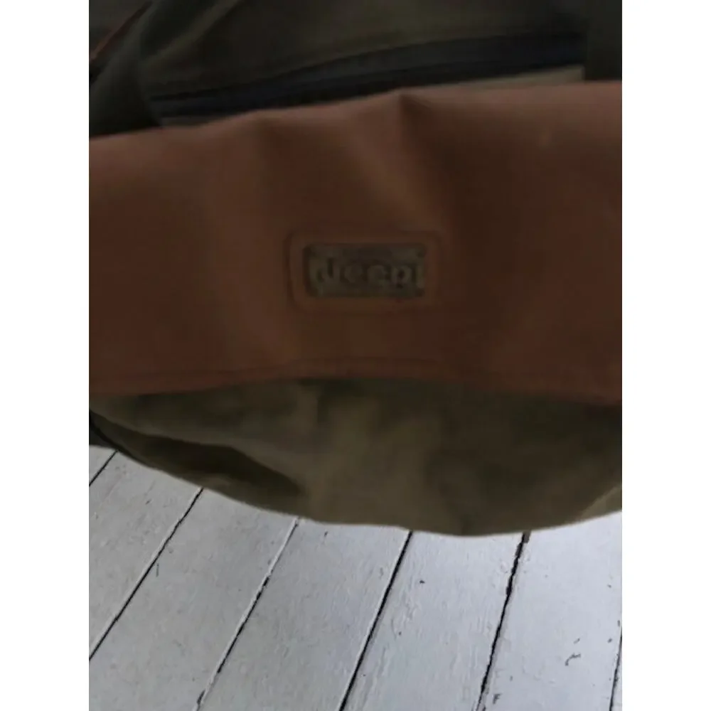 Vintage Jeep Travel Equipment Duffel Bag Green Canvas Weekender 90s